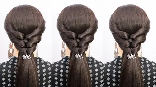 Twisted ponytail l Ponytail Hairstyle l low Ponytail HairStyle for college prom work