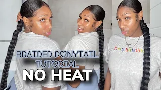 Easy! Sleek (feed-in) Jumbo Braided Ponytail NO HEAT! $5 EXTENDED BRAID #4chair #naturalhair