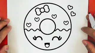 كيف ترسم دونات كيوت وسهل خطوة بخطوة / رسم سهل / تعليم الرسم للمبتدئين || Cute Donut Drawing