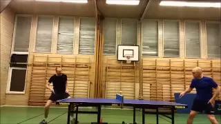 Forehand topspin against backspin, slow motion
