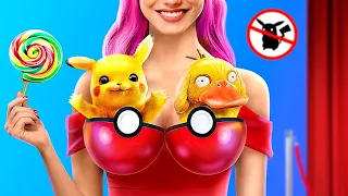 Pokemon în Viața Reală! Cum să Furișezi un Pokemon la Film și Școală!