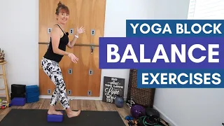 Yoga Block Balance Exercises - Quick Yoga Class Working Stability Strength and Knee Tracking