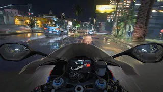 GTA 5 POV 4K - Riding BMW S1000RR Motorcycle In Rain At Night On Nvidia RTX 3080 ti OC