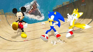 GTA 5 Mikey Mouse vs Sonic vs Tails l Crazy Ragdolls [GTA Euphoria, Fails, Funny moments] ep.1