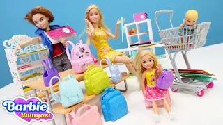 Barbie oyunları! Barbie ailesi, Chelsea için okul alışverişi yapıyor!