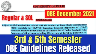 3rd & 5th Semester OBE Guidelines Released for December 2021 Exams for Regular & SOL Students.