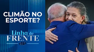 André Fufuca leva bolo de Ana Moser na reunião de transição do ministério | LINHA DE FRENTE