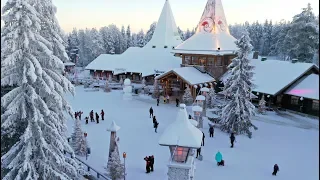 Santa Claus Village Rovaniemi by Air: Home of Father Christmas Arctic Circle Lapland Finland drone