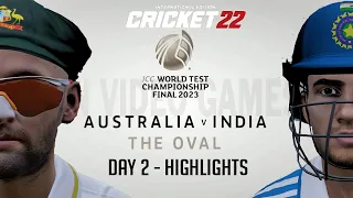 Day 2 Highlights : IND vs AUS - India vs Australia  | World Test Championship Final Cricket 22