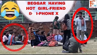 Beggar With i-PHONE X & Hot Girl-Friend ,Epic Reaction,Prank In India, FunkyTV