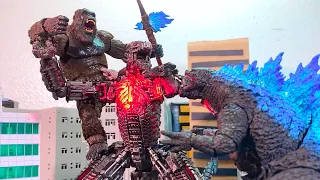 Godzilla vs Kong vs Mecha Godzilla an epic battle stop motion remake 3