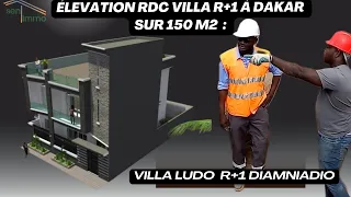 Élévation RDC d'une Villa R+1 à Dakar sur 150 m2