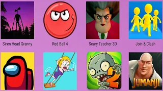 Among Us,Jumanji,Join & Clash,Siren Head Granny,Red Ball 4,Scary Teacher 3D,Save The Girl,PvZ 2