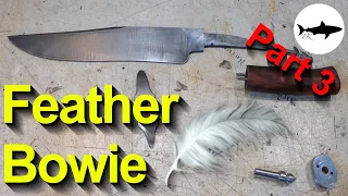 Making a Bowie with Feather Pattern Damascus - Making the Fittings