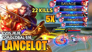 5x SAVAGE! Lancelot Fast Hand Gameplay [Former Top 1 Global Lancelot] By Evos Jeje.- Mobile Legends