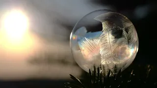 Micro World: Snowflakes forming on Water Bubble ❆❅❄️