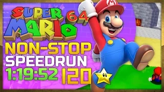 Super Mario 64 Non-Stop 120 Star Speedrun in 1:19:52