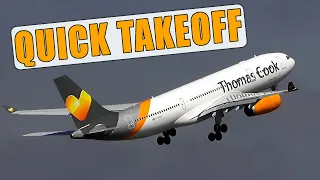 QUICK TAKEOFF! Empty Thomas Cook A330 Short Roll & Steep Climb vs Normal Departure (Manchester)