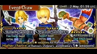 [DFFOO] Must pull 45 draws for ramza & zidaneCP35 Weapons!! Feeling lucky? F2P Player