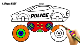 How to draw police monster truck