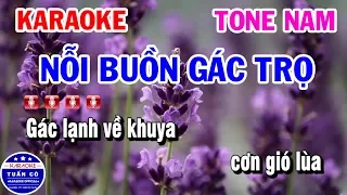 Karaoke Nỗi Buồn Gác Trọ | Nhạc Sống Tone Nam | Karaoke Tuấn Cò
