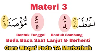 Cara Waqaf (Berhenti) Pada TA Marbuthah, Beda Saat Waqaf dan Washol, Lengkap Contoh dan Prakteknya