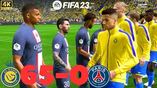 FIFA 23-  AL NASSR 65-0 PSG ! RONALDO VS MESSI -RIVALRY MATCH [4K] GAMEPLAY !