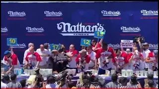 Nathan’s Hot Dog Eating Contest 2022 - Joey Chestnut Destoys Darth Vader Protester