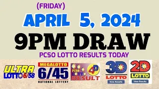 Lotto Result Today 9pm draw April 5, 2024 6/58 6/45 4D Swertres Ez2 PCSO#lotto