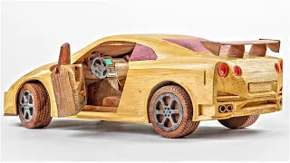 How to make Nissan GT-R out of wood - ASMR Woodworking, DIY Car Model by Awesome Woodcraft