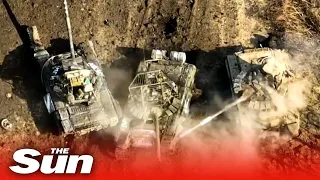 Ukrainian forces destroy column of Russian 'Z' tanks in Donetsk