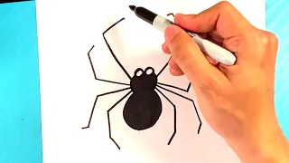 EASY How to Draw SCARY SPIDER - Halloween Drawings