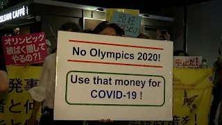 Anti-Olympics protesters gather near Tokyo stadium