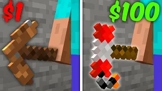 $1 VS $100,000 Minecraft Pickaxe!