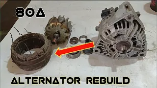 Auto Mechanic Bad Alternator Cleaning / How To Rebuild Track Engine Alternator 👉🛠️ Basic Tools