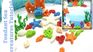 how to make fondant sea creatures tutorial/fondant starfish tutorial fondant sea shells