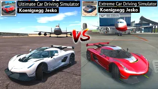 Ultimate Car Driving Simulator Jesko vs Extreme Car Driving Simulator Jesko Car Comparison. Who Win?