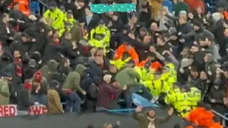BAYERN MUNICH SUPPORTERS FIGHTING WITH THE SECURITY AND MAN CITY FANS