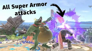 Super Smash Bros. Ultimate - All attacks with Super Armor