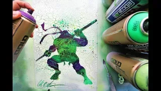 Donatello TMNT  GLOW IN DARK - SPRAY PAINT ART by Skech
