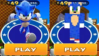 Sonic Dash vs Minecraft Sonic Run - Movie Sonic vs All Bosses Zazz Eggman All 70 Characters Unlocked