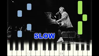 SLOW piano tutorial "PIANO MAN" Billy Joel, 1973, with free sheet music