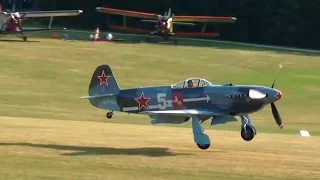 Yakovlev Yak-3 - D-FYAC + D-FYGJ - takeoff, aerobatic display, landing - Hahnweide 2016