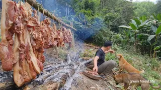 Storing food from a whole wild boar, eating for a long time, Survival Instinct, Wilderness Alone