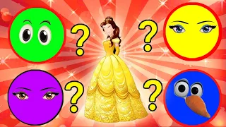 wrong heads puzzle with,Eyes|| Elsa|| Anna|| Belle||Jasmine||Merida||Tiana|| All Disney Princss...