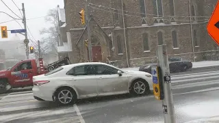 walk with me ! We walk downtown in the snow storm in Toronto.