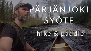 Hiking and canoeing through National park Syöte Finland