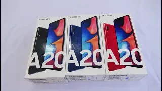 Samsung Galaxy A20 Black, Blue and Red colors unboxing and test camera