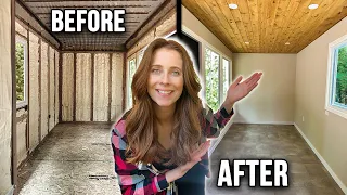 Interior TRANSFORMATION of a Shipping Container TINY HOME