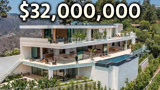 Inside a $32,000,000 BEVERLY HILLS Modern MEGA Mansion with Amazing Views